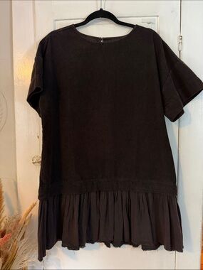 ASOS Design oversized cord hybrid t-shirt mini dress in washed black